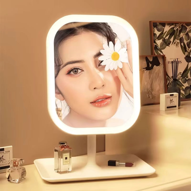 Espelho LED Dobrável – Iluminação e Aumento para Detalhes Para Maquiagem