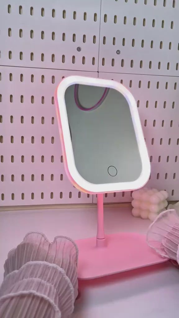 Espelho LED Dobrável – Iluminação e Aumento para Detalhes Para Maquiagem