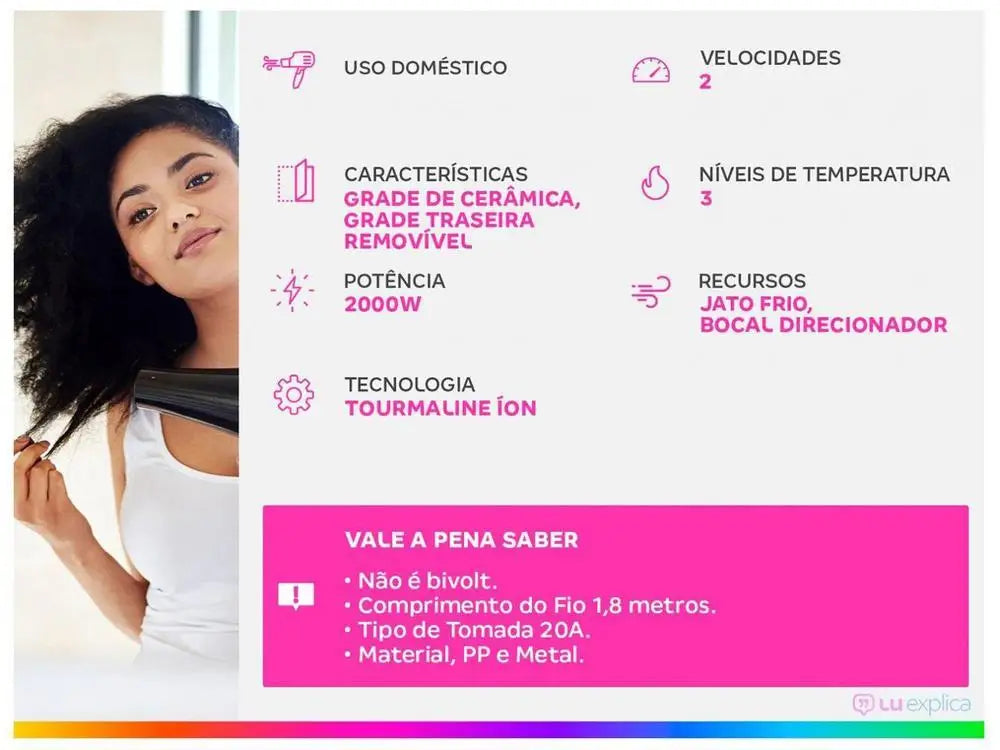 Mondial Tourmaline Ion Black Hair Dryer-110V