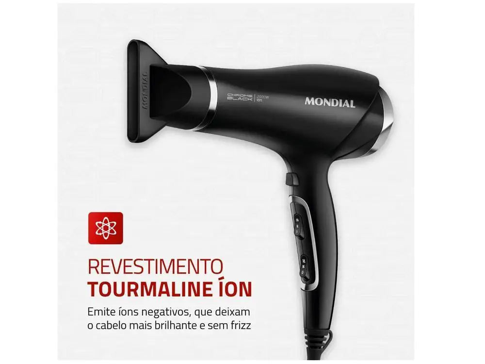 Mondial Tourmaline Ion Black Hair Dryer-110V